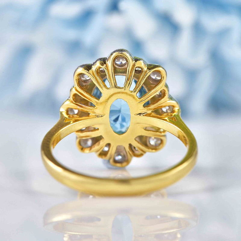 Ellibelle Jewellery Aquamarine & Diamond 18ct Gold Cluster Engagement Ring (2.40ct)