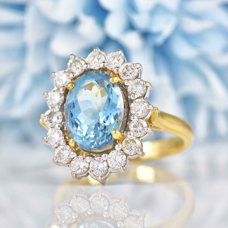 Ellibelle Jewellery Aquamarine & Diamond 18ct Gold Cluster Engagement Ring (3.05ct)