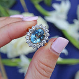 Ellibelle Jewellery Aquamarine & Diamond 18ct Gold Cluster Engagement Ring (3.05ct)