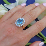 Ellibelle Jewellery Aquamarine & Diamond 18ct Gold Cluster Engagement Ring (3.05ct)