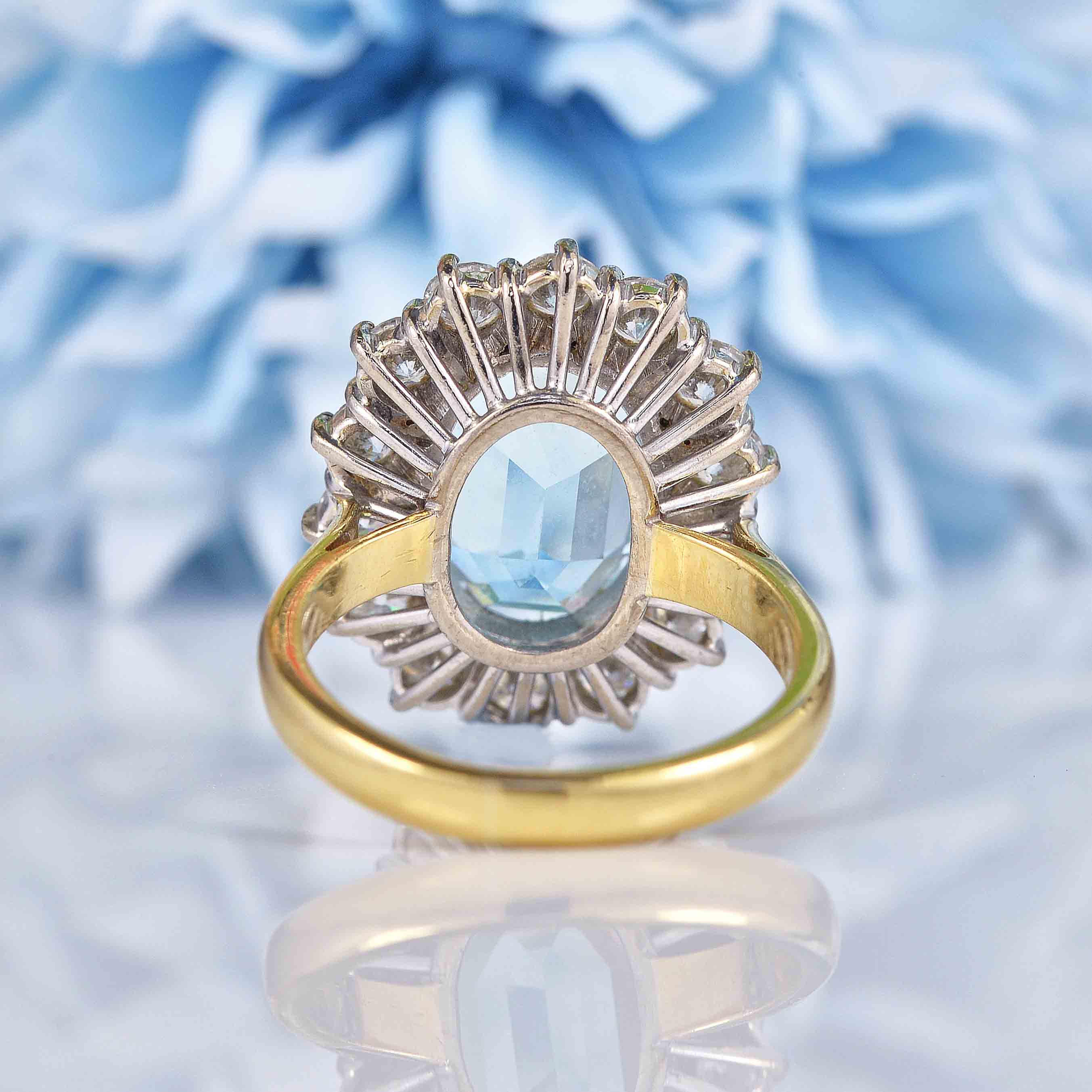 Ellibelle Jewellery Aquamarine & Diamond 18ct Gold Cluster Engagement Ring