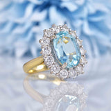 Ellibelle Jewellery Aquamarine & Diamond 18ct Gold Cluster Engagement Ring