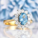 Ellibelle Jewellery Aquamarine & Diamond 18ct Gold Cluster Ring (1.10ct)