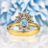 Ellibelle Jewellery Aquamarine & Diamond 18ct Gold Cluster Ring (1.10ct)