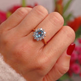 Ellibelle Jewellery Aquamarine & Diamond 18ct Gold Cluster Ring (1.10ct)