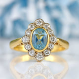 Ellibelle Jewellery Aquamarine & Diamond 18ct Gold Marquise Cluster Ring