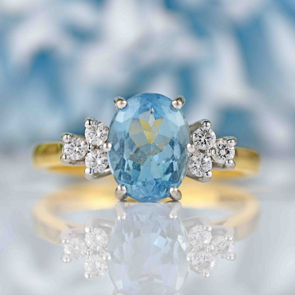 Ellibelle Jewellery Aquamarine & Diamond 18ct Gold Ring (1.57ct)