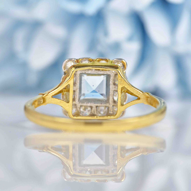 Ellibelle Jewellery Aquamarine & Diamond 18ct Gold Square Cluster Ring