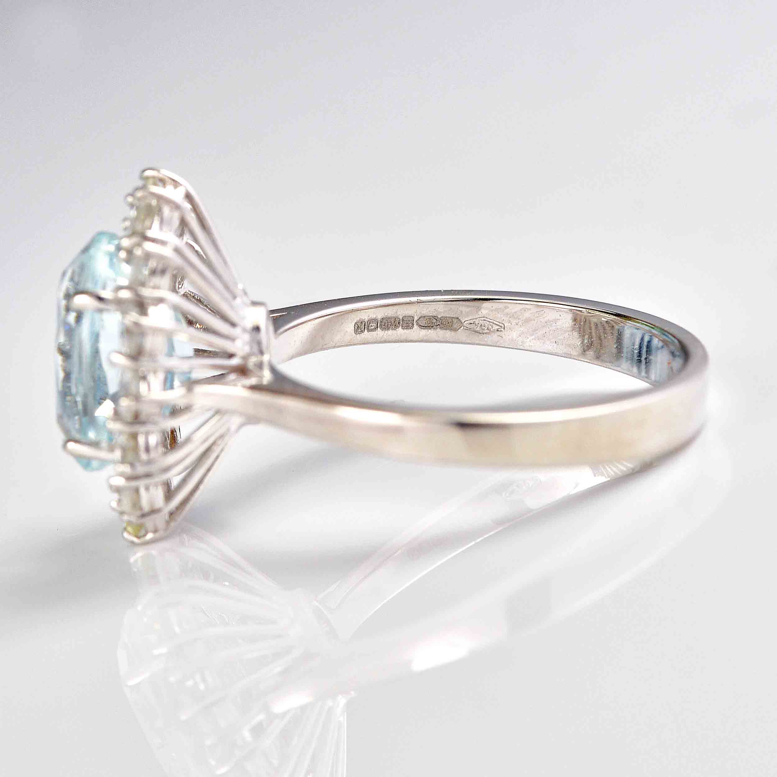 Ellibelle Jewellery Aquamarine & Diamond 18ct White Gold Cluster Engagement Ring