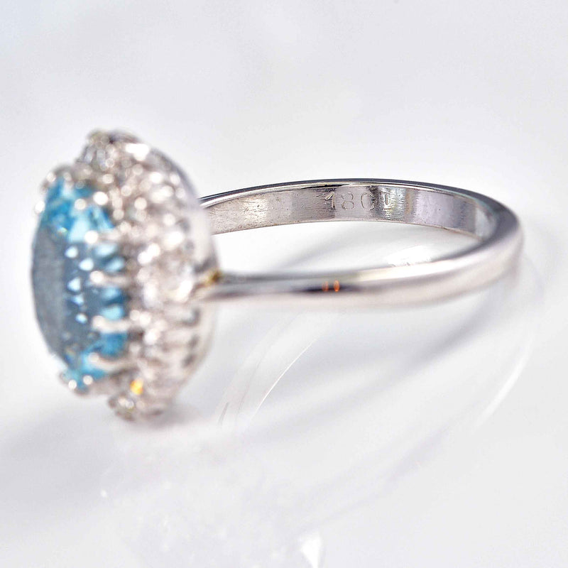 Ellibelle Jewellery Aquamarine & Diamond 18ct White Gold Cluster Ring
