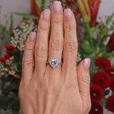 Ellibelle Jewellery Aquamarine & Diamond 18ct White Gold Heart-Shaped Cluster Ring