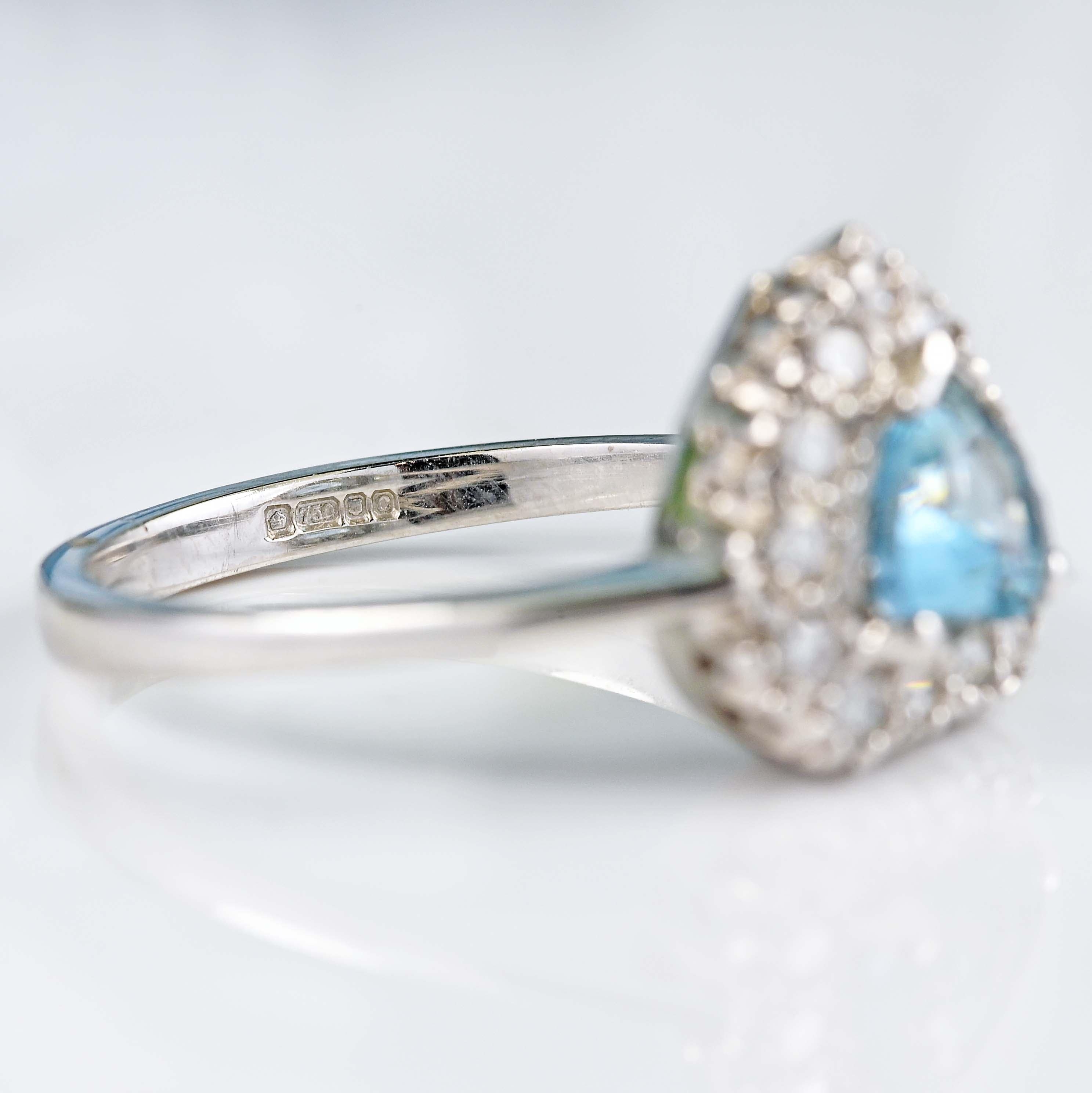 Ellibelle Jewellery Aquamarine & Diamond 18ct White Gold Heart-Shaped Cluster Ring