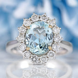 Ellibelle Jewellery Aquamarine & Diamond 18ct White Gold Oval Cluster Ring (2.04ct)