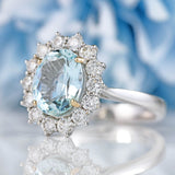 Ellibelle Jewellery Aquamarine & Diamond 18ct White Gold Oval Cluster Ring (2.04ct)