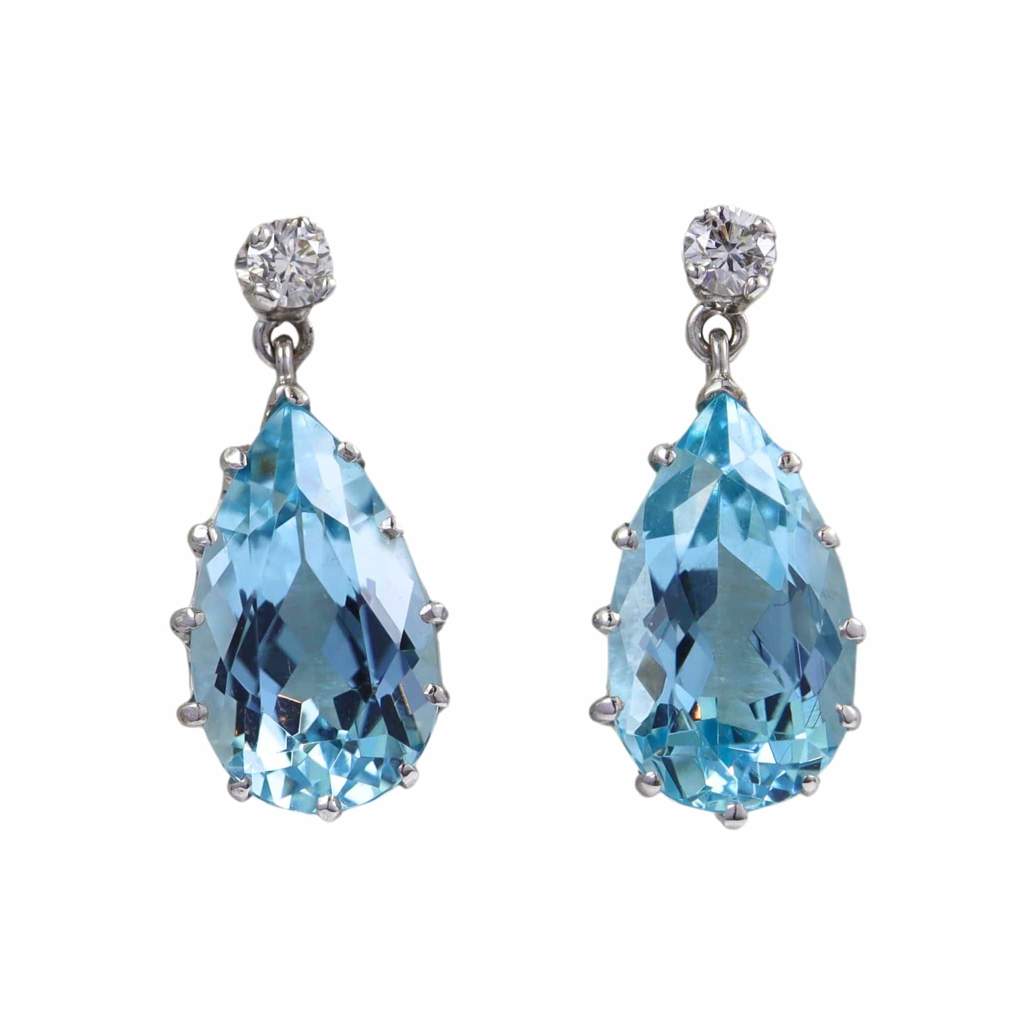 Ellibelle Jewellery Aquamarine & Diamond 18ct White Gold Teardrop Earrings