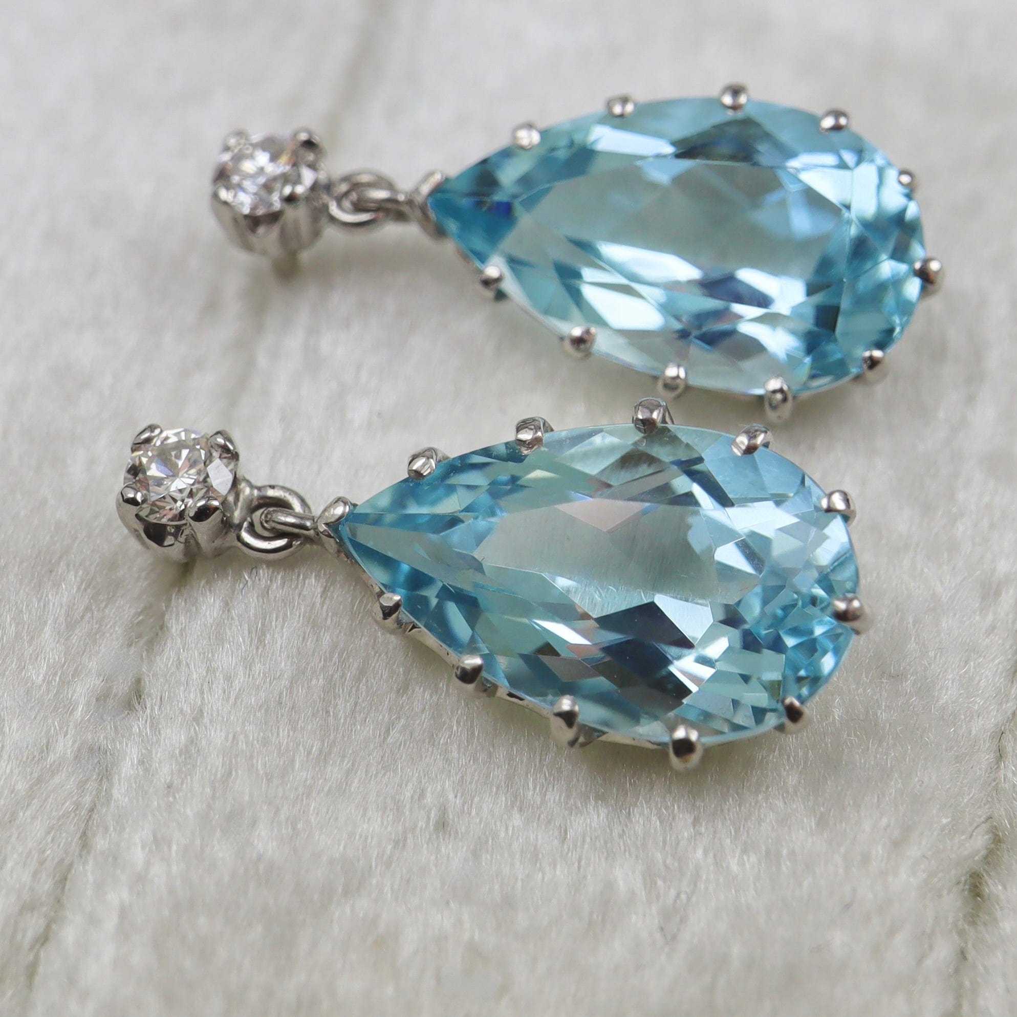 Ellibelle Jewellery Aquamarine & Diamond 18ct White Gold Teardrop Earrings