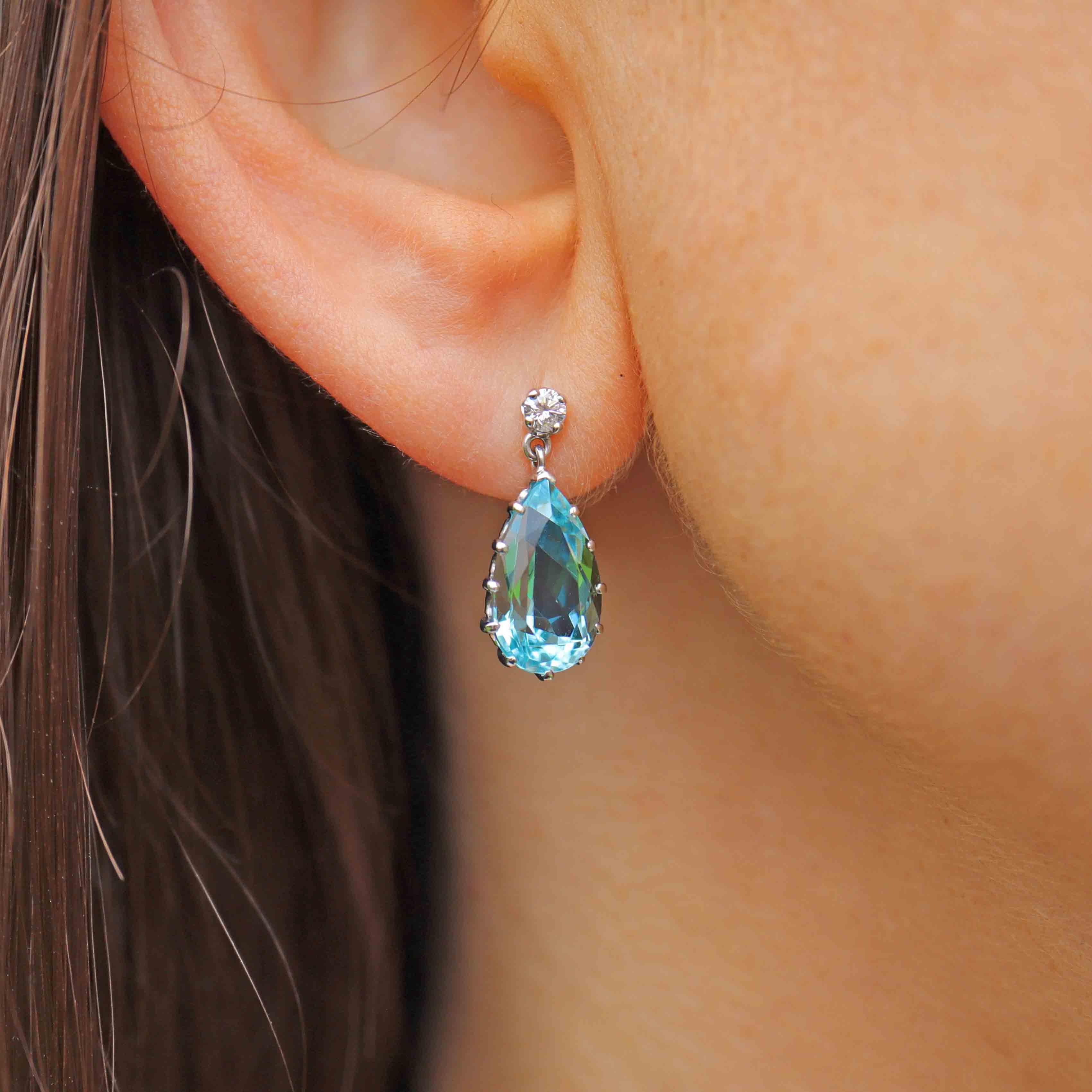 Ellibelle Jewellery Aquamarine & Diamond 18ct White Gold Teardrop Earrings