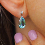 Ellibelle Jewellery Aquamarine & Diamond 18ct White Gold Teardrop Earrings