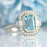 Ellibelle Jewellery Aquamarine & Diamond Platinum Engagement Ring (2.05cts)