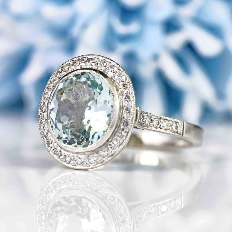 Ellibelle Jewellery Aquamarine & Diamond Platinum Engagement Ring (2.72ct)