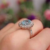 Ellibelle Jewellery Aquamarine & Vari-Cut Diamond Platinum Cluster Ring (3.90cts)