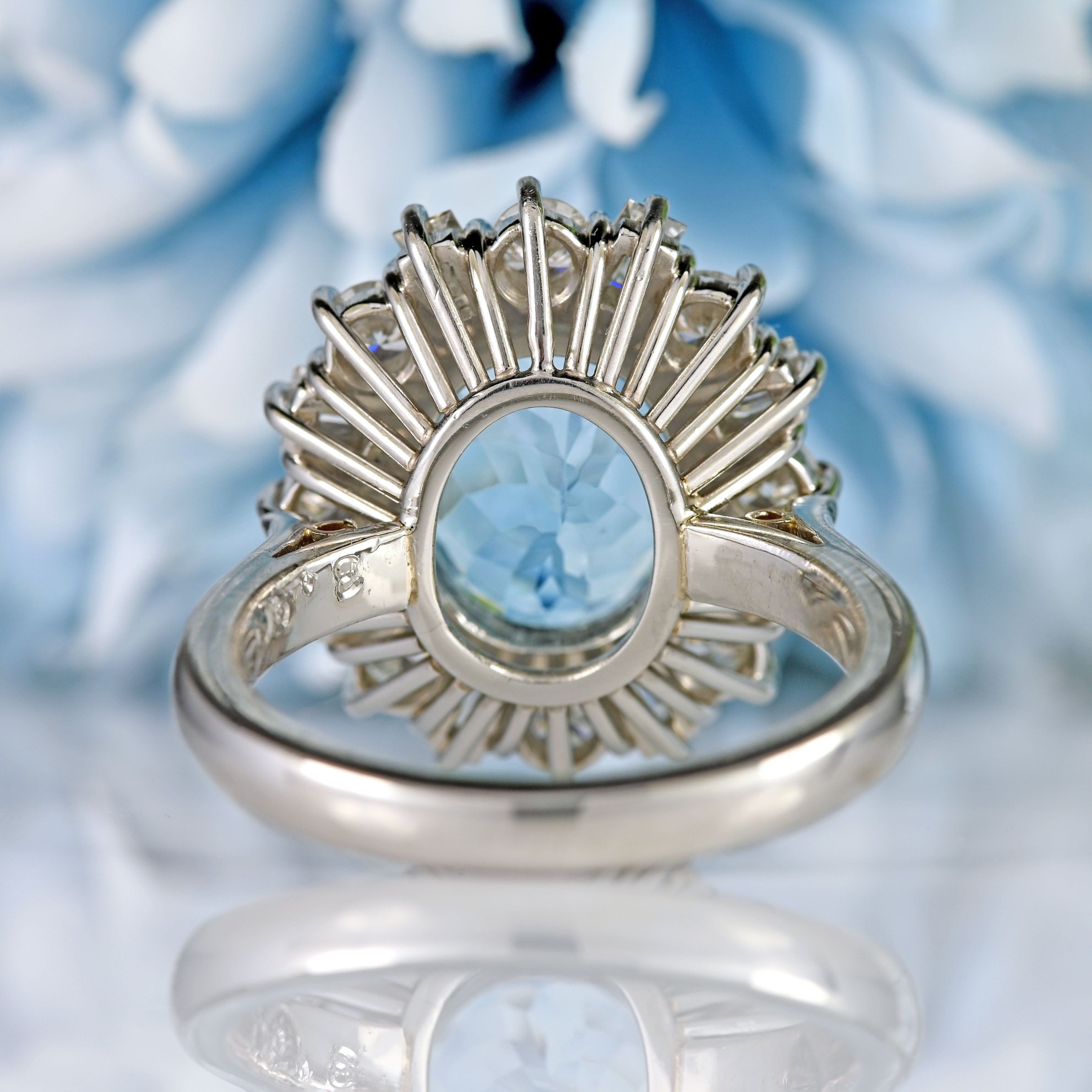 Ellibelle Jewellery Aquamarine & Vari-Cut Diamond Platinum Cluster Ring (3.90cts)