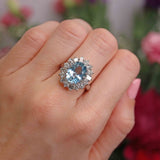 Ellibelle Jewellery Aquamarine & Vari-Cut Diamond Platinum Cluster Ring (3.90cts)
