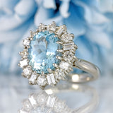 Ellibelle Jewellery Aquamarine & Vari-Cut Diamond Platinum Cluster Ring (3.90cts)