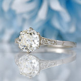 Ellibelle Jewellery Art Deco 1.30 Carat Old European Cut Diamond Platinum Engagement Ring