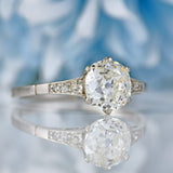 Ellibelle Jewellery Art Deco 1.30 Carat Old European Cut Diamond Platinum Engagement Ring