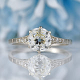Ellibelle Jewellery Art Deco 1.30 Carat Old European Cut Diamond Platinum Engagement Ring