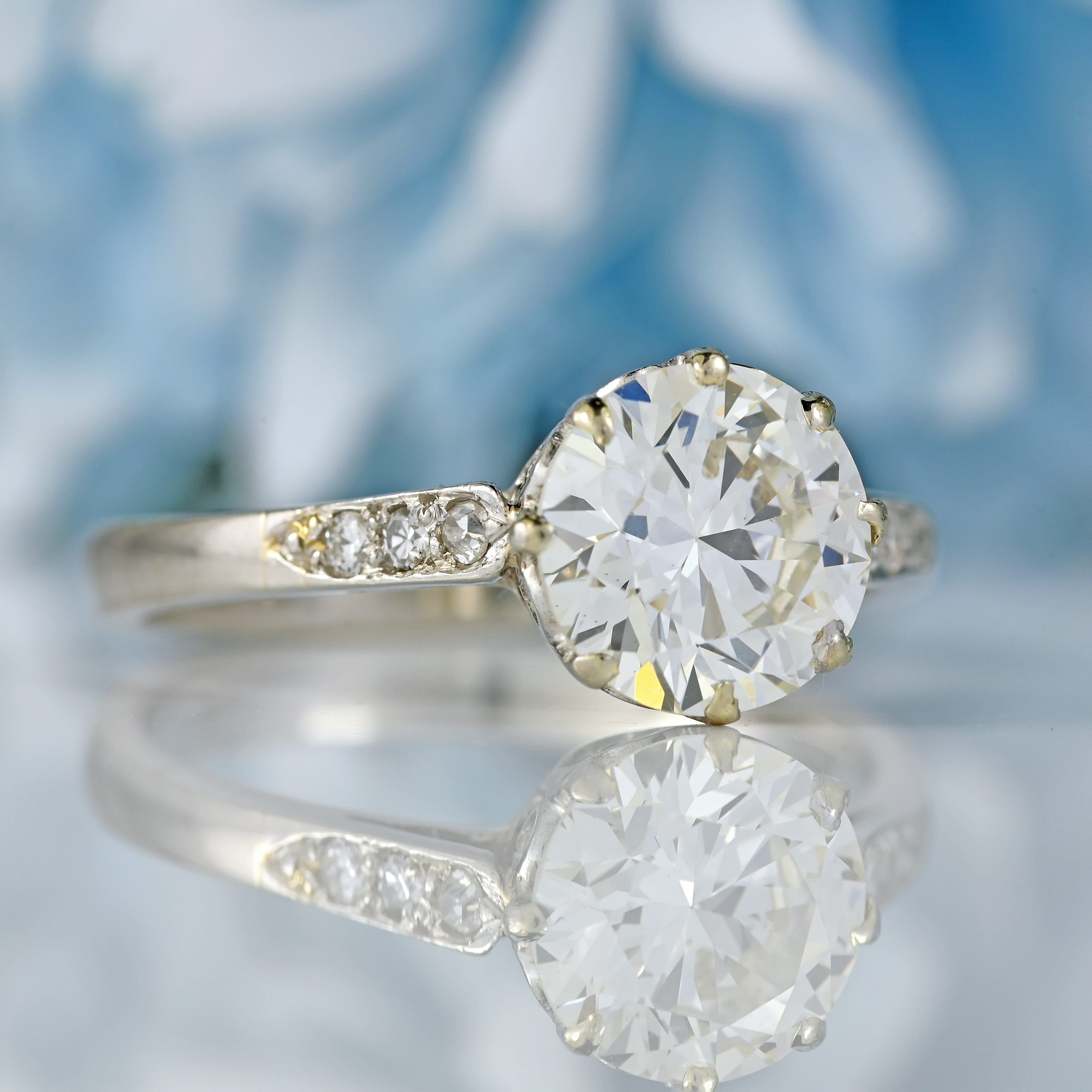 Ellibelle Jewellery Art Deco 1.53 Carat Diamond 18ct White Gold Solitaire Engagement Ring