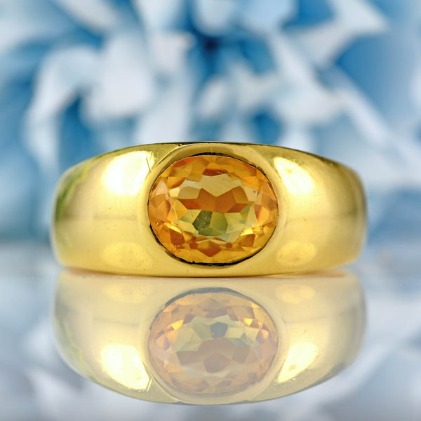 Ellibelle Jewellery Art Deco 18ct Gold Citrine Solitaire Gypsy Ring