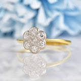 Ellibelle Jewellery Art Deco 18ct Gold & Platinum Diamond Daisy Ring (0.35cts)