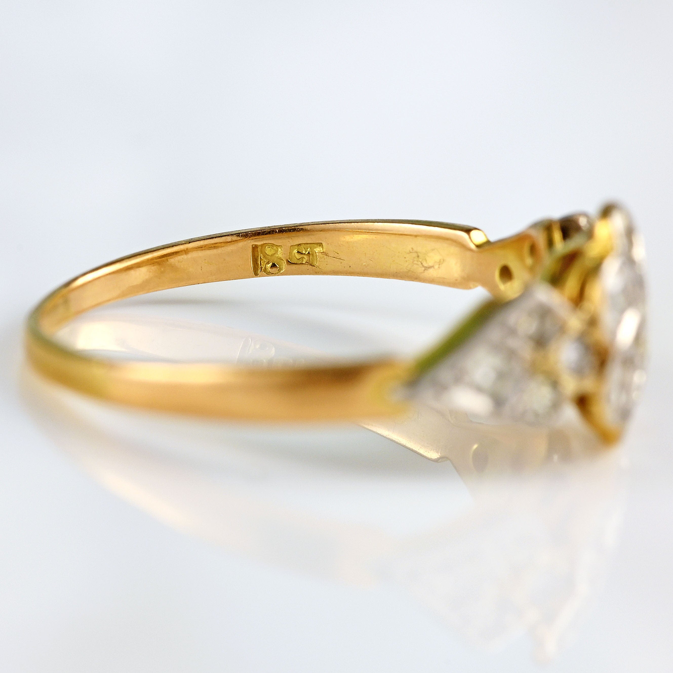 Ellibelle Jewellery Art Deco 18ct Gold & Platinum Diamond Daisy Ring