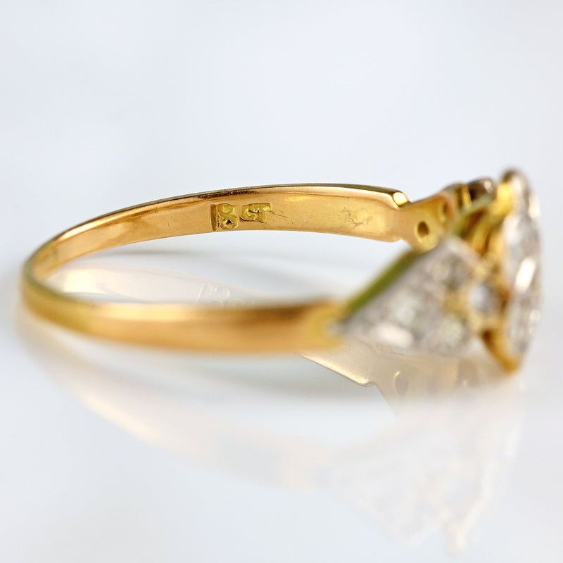 Ellibelle Jewellery Art Deco 18ct Gold & Platinum Diamond Daisy Ring
