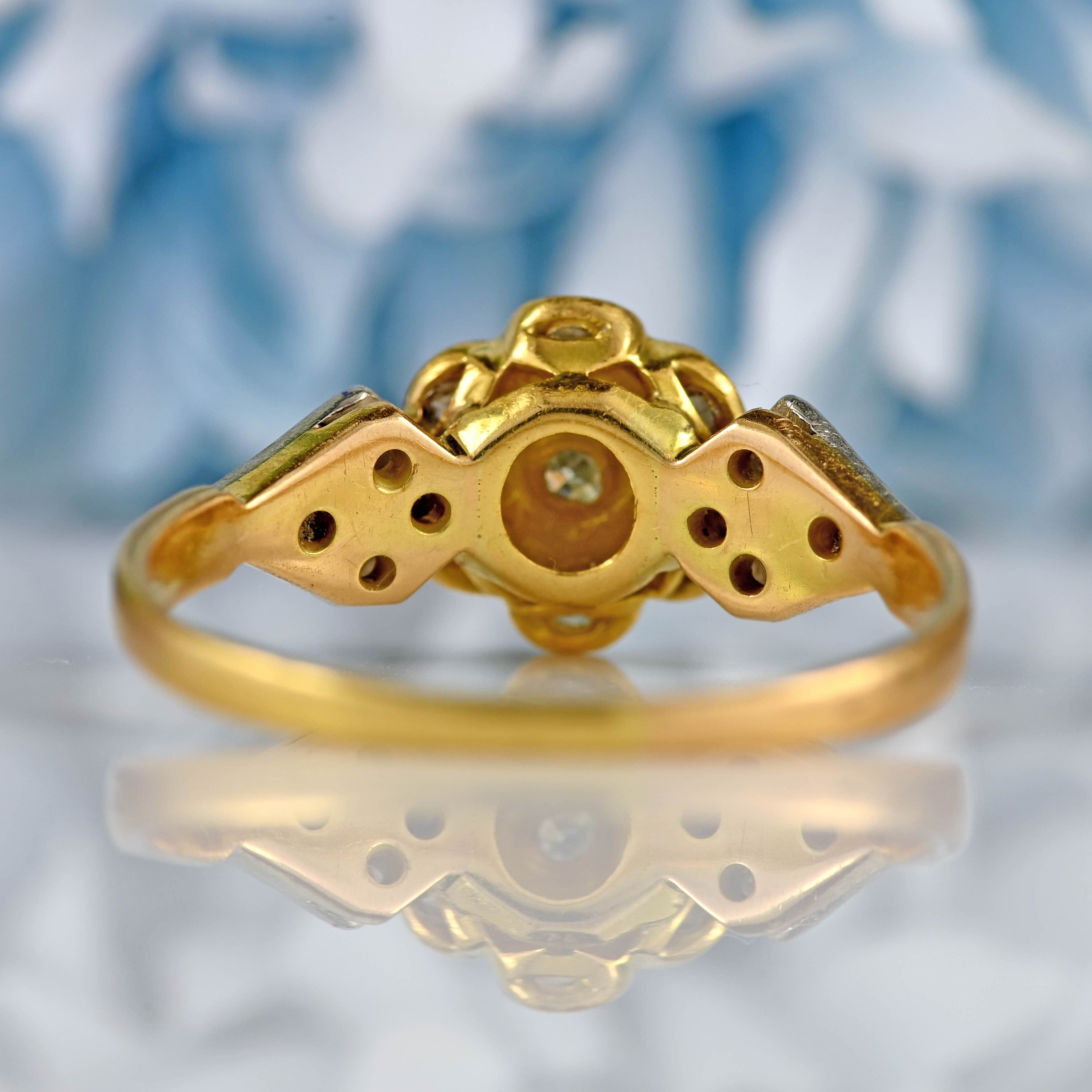 Ellibelle Jewellery Art Deco 18ct Gold & Platinum Diamond Daisy Ring
