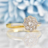 Ellibelle Jewellery Art Deco 18ct Gold & Platinum Diamond Daisy Ring