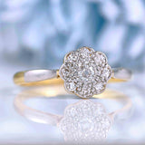 Ellibelle Jewellery Art Deco 18ct Gold & Platinum Diamond Daisy Ring