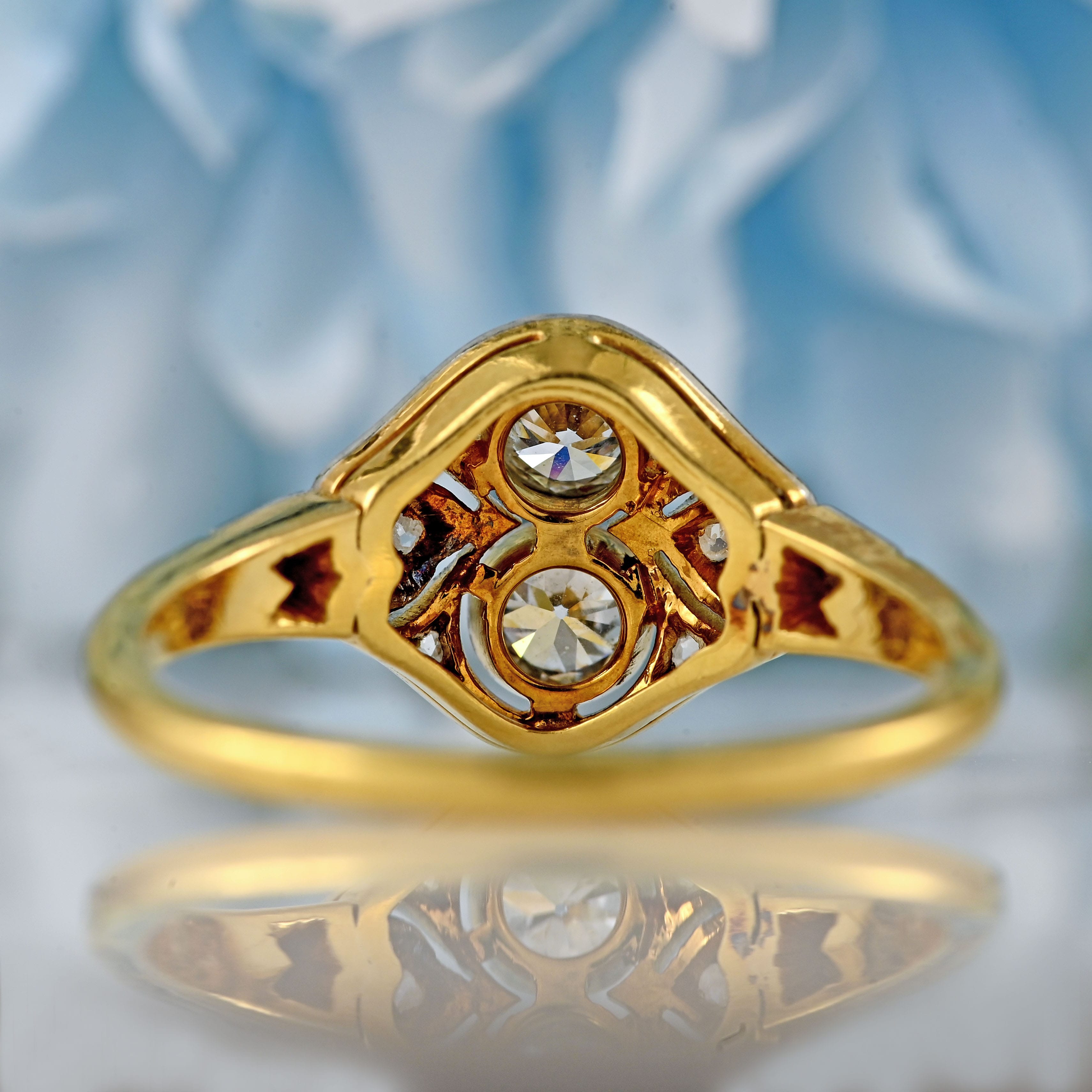 Ellibelle Jewellery Art Deco 18ct Gold & Platinum Diamond Ring (0.50cts)