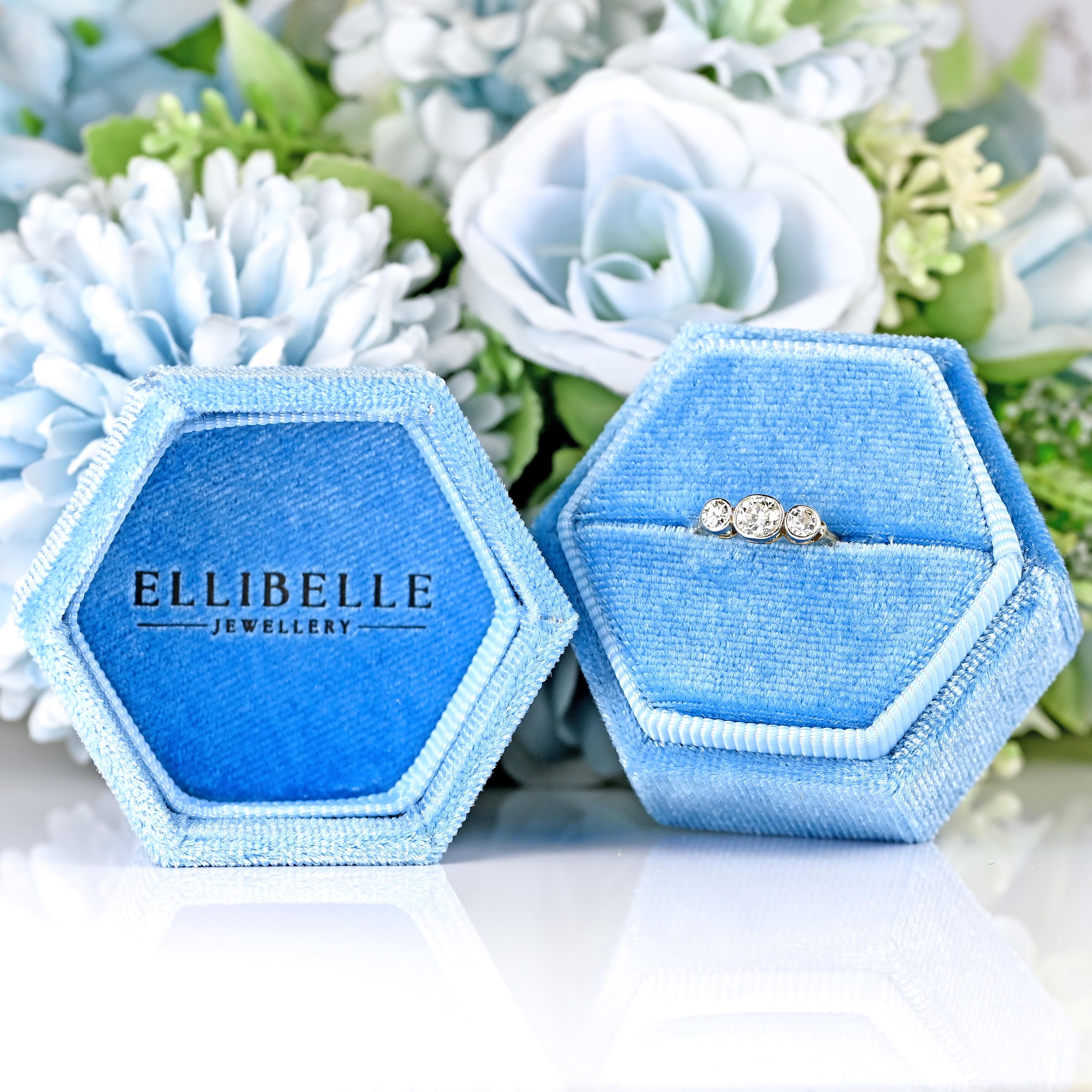 Ellibelle Jewellery Art Deco 18ct Gold & Platinum Diamond Three-Stone Engagement Ring (0.50cts)