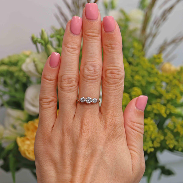 Ellibelle Jewellery Art Deco 18ct Gold & Platinum Diamond Three-Stone Ring