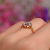 Ellibelle Jewellery Art Deco 18ct Gold & Platinum Old-Cut Diamond Daisy Cluster Ring