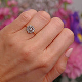 Ellibelle Jewellery Art Deco 18ct Gold & Platinum Old-Cut Diamond Daisy Cluster Ring