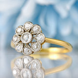 Ellibelle Jewellery Art Deco 18ct Gold & Platinum Old-Cut Diamond Daisy Cluster Ring