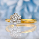 Ellibelle Jewellery Art Deco 18ct Gold & Platinum Seven-Stone Diamond Daisy Cluster Ring