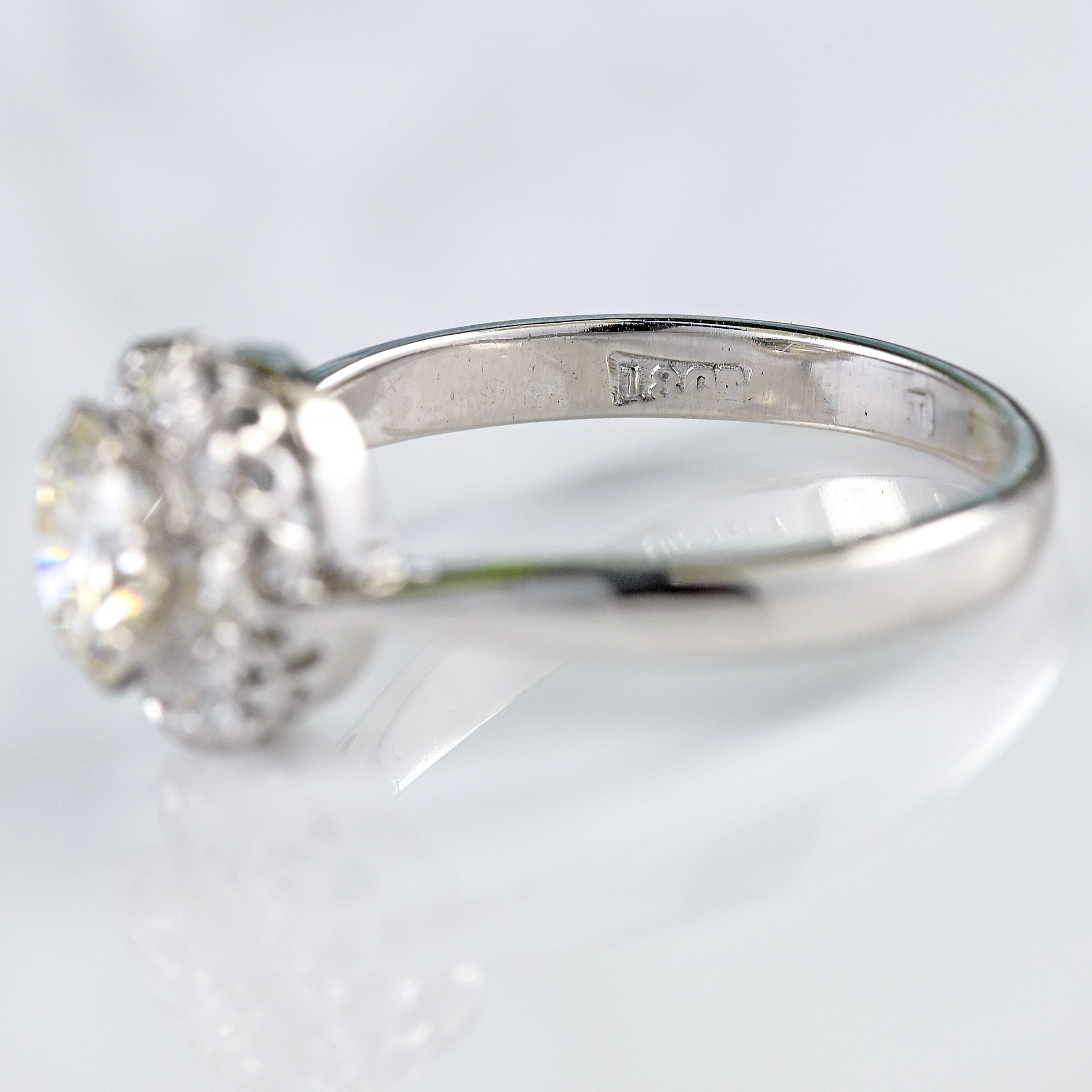 Ellibelle Jewellery Art Deco 18ct White Gold & Platinum Diamond Cluster Ring (0.85cts)