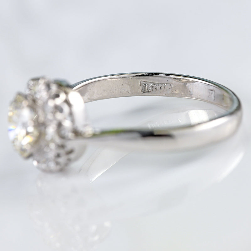Ellibelle Jewellery Art Deco 18ct White Gold & Platinum Diamond Cluster Ring (0.85cts)