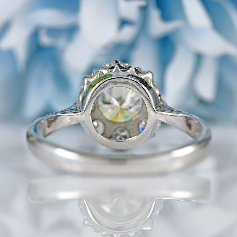 Ellibelle Jewellery Art Deco 18ct White Gold & Platinum Diamond Cluster Ring (0.85cts)