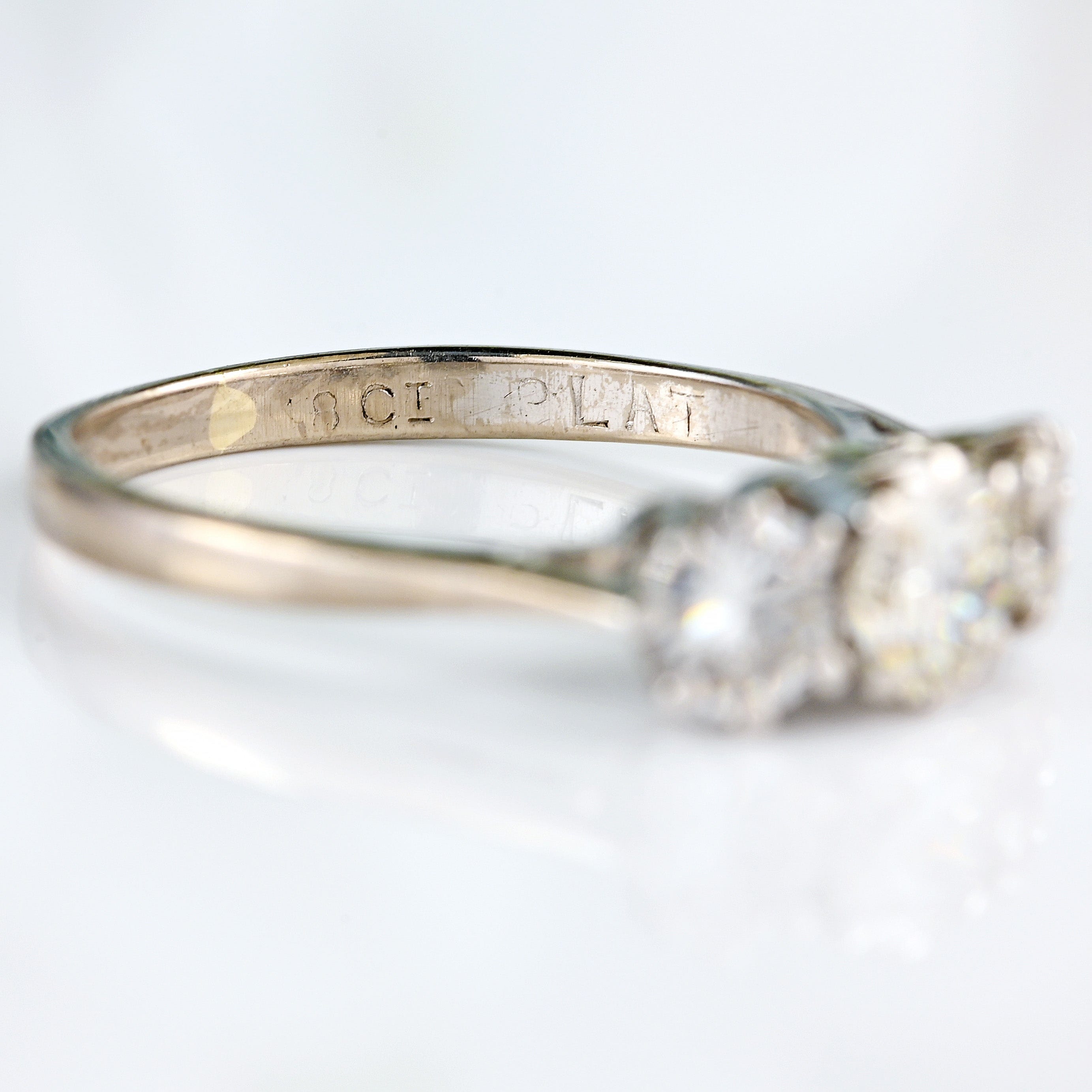 Ellibelle Jewellery Art Deco 18ct White Gold & Platinum Diamond Three-Stone Engagement Ring (1.17cts)